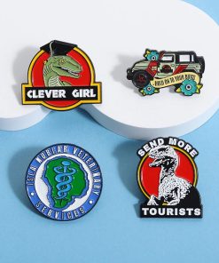 Alternative view of Dinosaur World Send More Tourists Enamel Pin