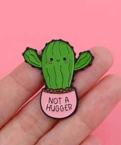 Alternative view of Cactus Not A Hugger Enamel Pin