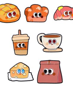 Breakfast Set of 7 Breads and Coffee Enamel Pin